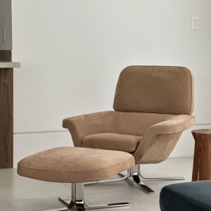Minotti Blake soft armchair + footrest